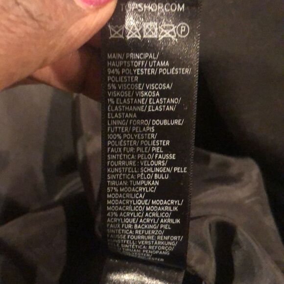 Topshop black double breasted over coat pea coat size 2 - Picture 16 of 16